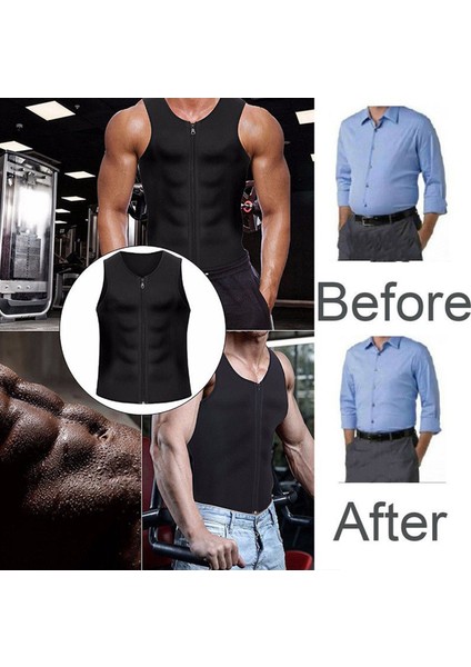 Erkekler Fermuar Sauna Ter Eğitmen Yelek Neopren Yoga Termal Vücut Şekillendirici Xxxl indirimleri