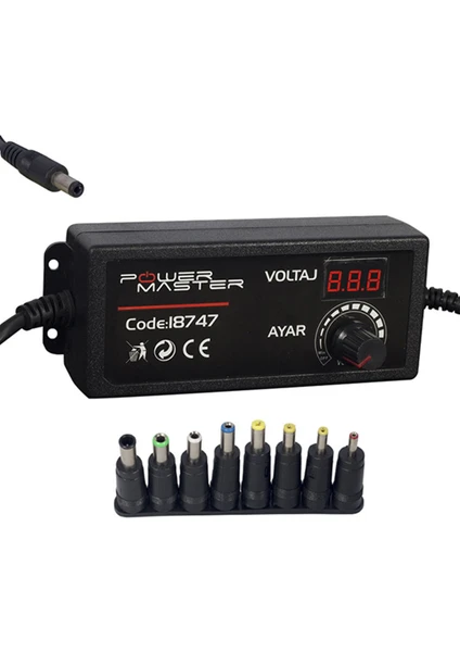 PM-18747 3 Volt - 24 Volt 2 Amper Çok Uçlu Ayarlı Kademeli Adaptör