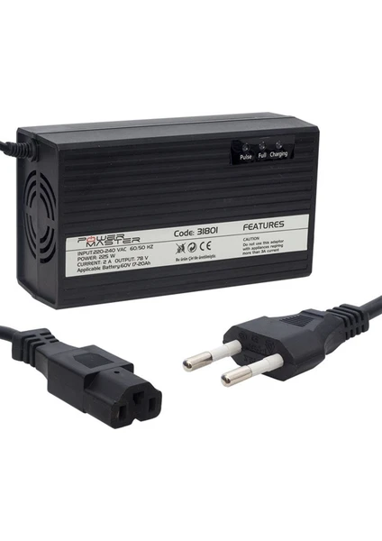 PM-31801 60 Volt - 20 Amper Elektrikli Bisiklet Şarj Cihazı