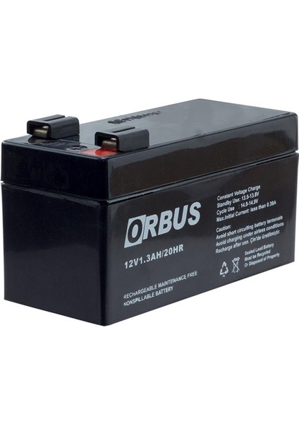 Akü 12 Volt 1.3 Amper Orbus * Powermaster ( 97 x 43 x 52 mm )