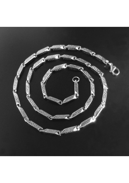 Grek Desen Ince Kibar Model Erkek Çelik 55 cm Kolye Zincir fiyatları