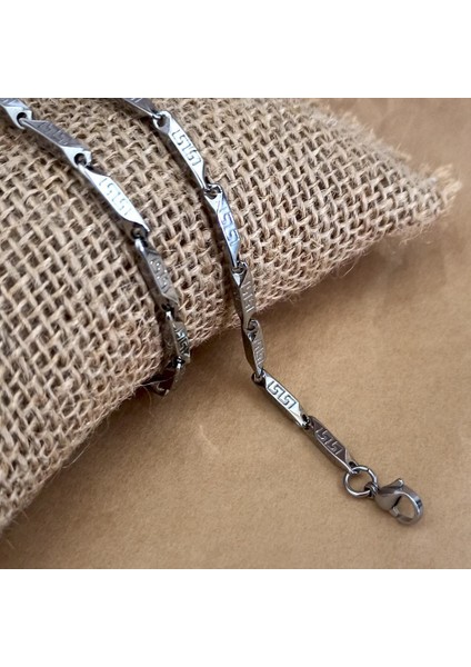 Grek Desen Ince Kibar Model Erkek Çelik 55 cm Kolye Zincir fırsatları