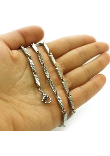 Grek Desen Ince Kibar Model Erkek Çelik 55 cm Kolye Zincir indirimleri