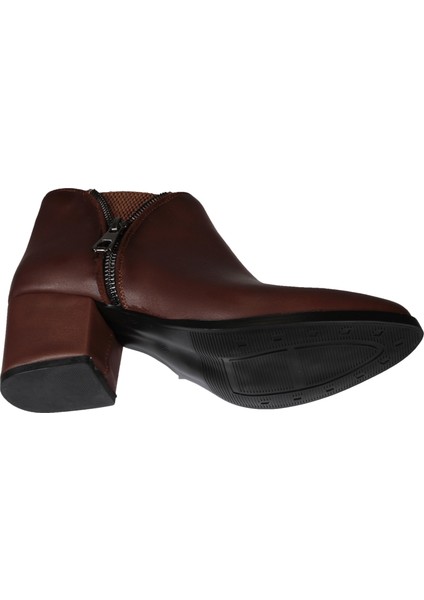 Yazkış Kadın Siyah Taba Mat Cilt 5 cm Topuklu Bilek Boyu 8cm Yandan Fermuar Detaylı Bot fiyatları