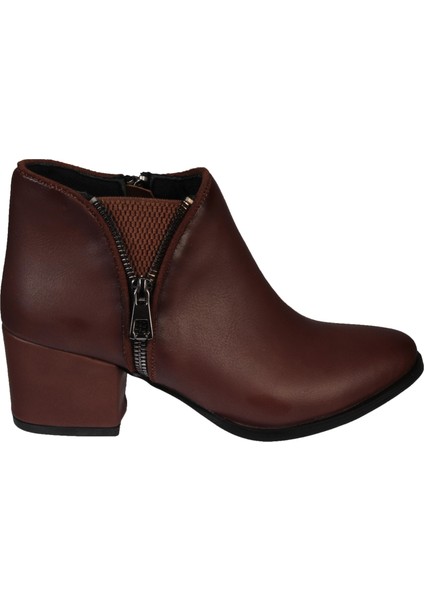 Yazkış Kadın Siyah Taba Mat Cilt 5 cm Topuklu Bilek Boyu 8cm Yandan Fermuar Detaylı Bot modelleri