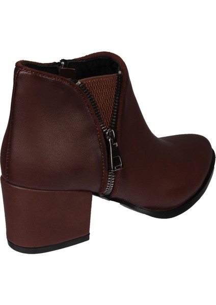 Yazkış Kadın Siyah Taba Mat Cilt 5 cm Topuklu Bilek Boyu 8cm Yandan Fermuar Detaylı Bot indirimleri