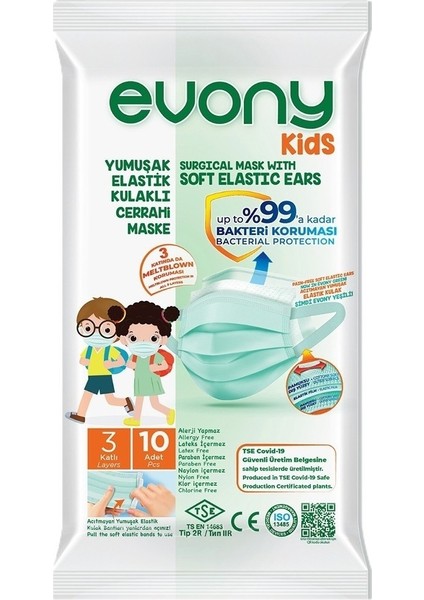 Evony Kids Maske 10'lu Tüm Desenler 50'li