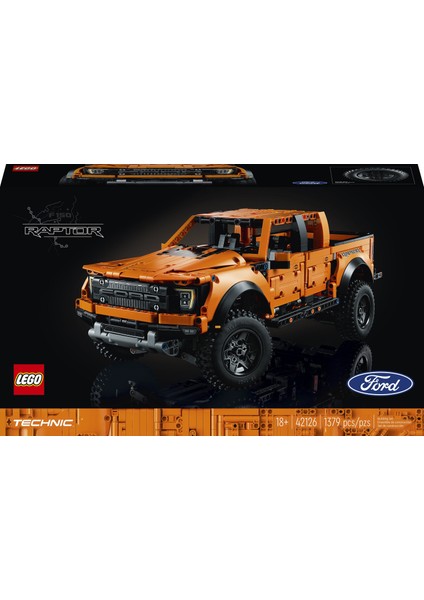 Technic Ford® F-150 Raptor 42126 - Araba Sevenler için Ford Kamyonet Oyuncak Yapım Seti (1379 Parça)