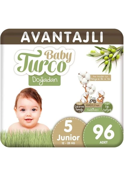 Baby Turco Doğadan Avantajlı Bebek Bezi 5 Numara Junior 96 Adet