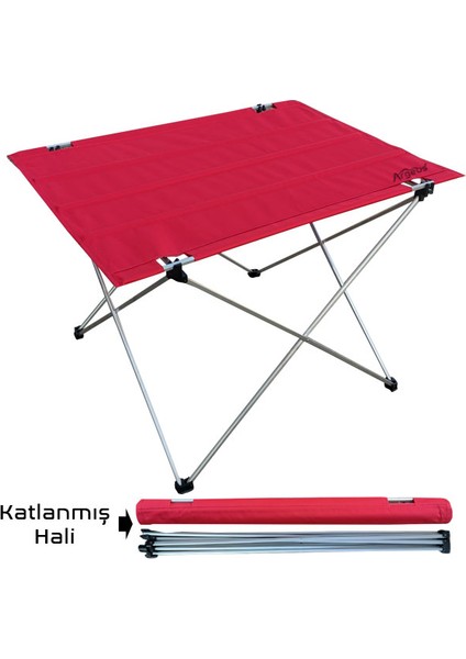 54001 Argeus Katlanabilir Alüminyum Masa /kırmızı