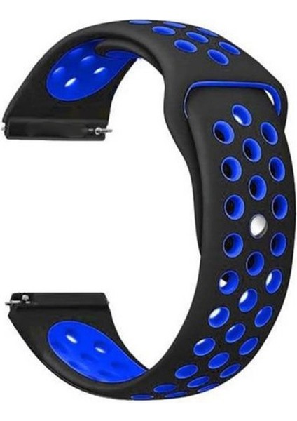 Huawei Watch 3 Pro Classic Kordon Delikli Çift Renk Silikon Mavi