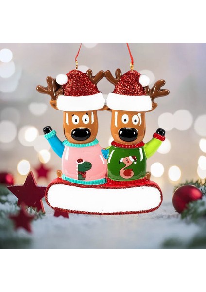 Noel Ağacı Süsler Asılı Reçine Heykeli Dekor Elk Geyik Aile Kolye Iki Iki Rendeers (Yurt Dışından) fırsatları