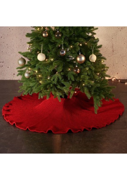 Noel Ağacı Etek Taban Örme Iplik Noel Paspası Süsler Dekorasyon Kırmızı (Yurt Dışından) indirimleri