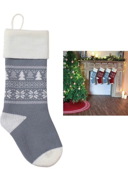 Noel Çorap Çorap Xmas Ağacı Süslemeleri Arkadaşlar Gri Için Mevcut (Yurt Dışından) modelleri
