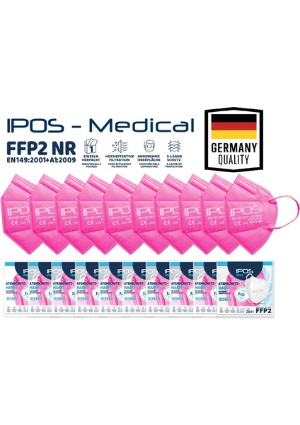 Ipos N95 Ffp2 Pembe Maske