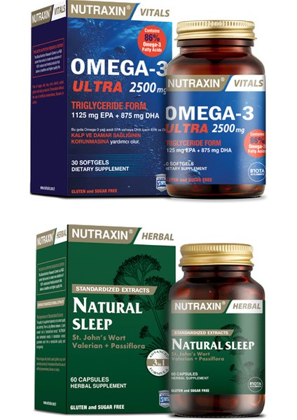 Omega-3 Ultra 2500 Mg Balık Yağı 30 Yumuşak Kapsül + Natural Sleep 60 Kapsül