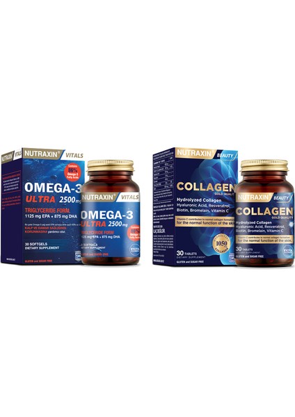 Omega 3 Ultra 2500 Mg Balık Yağı 30 Kapsül + Hidrolize 30 Tablet