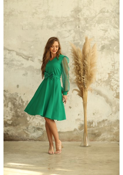 Yeşil Tül Kollu Kloş Anne Kız Kombini (Tekli Fiyattır. Ürünler Ayrı Ayrı Satılmaktadır) fiyatları