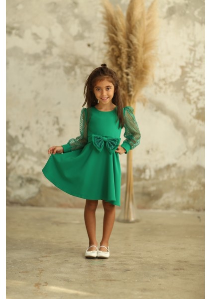 Yeşil Tül Kollu Kloş Anne Kız Kombini (Tekli Fiyattır. Ürünler Ayrı Ayrı Satılmaktadır) fırsatları