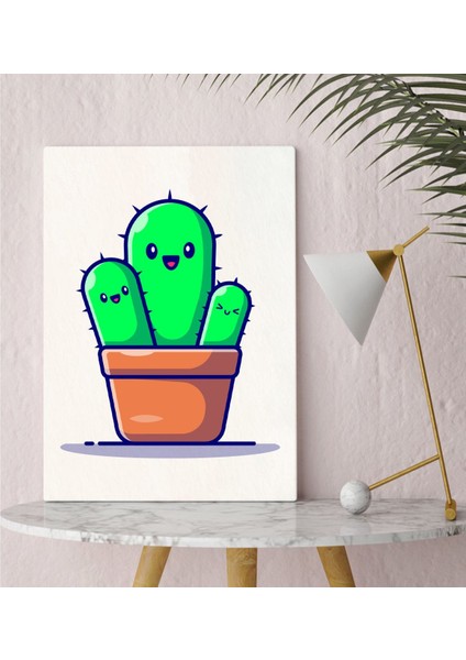 Gift Kaktüs Tasarımlı Kanvas Tablo 30X50CM-3
