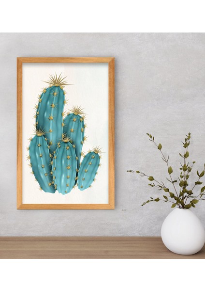 Gift Kaktüs Tasarımlı Dekoratif Ahşap Beyaz Çerçeveli Tablo-20