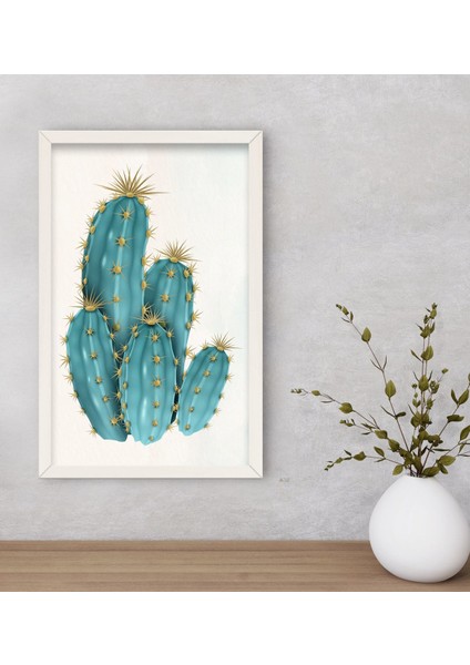 Gift Kaktüs Tasarımlı Dekoratif Ahşap Siyah Çerçeveli Tablo-20