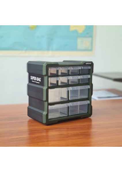 ASR-6007 Monoblok 12 Çekmeceli Organizer Kutu