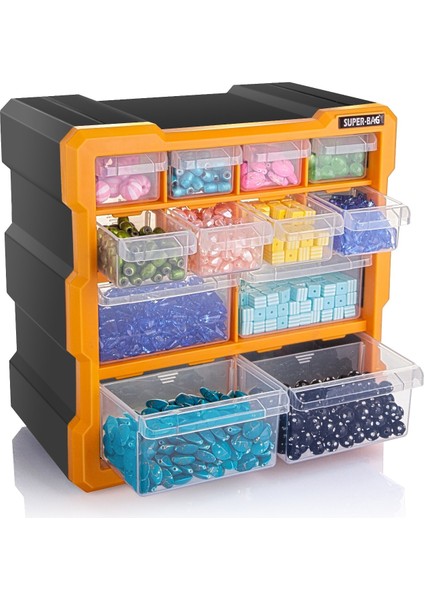 ASR-6007 Monoblok 12 Çekmeceli Organizer Kutu