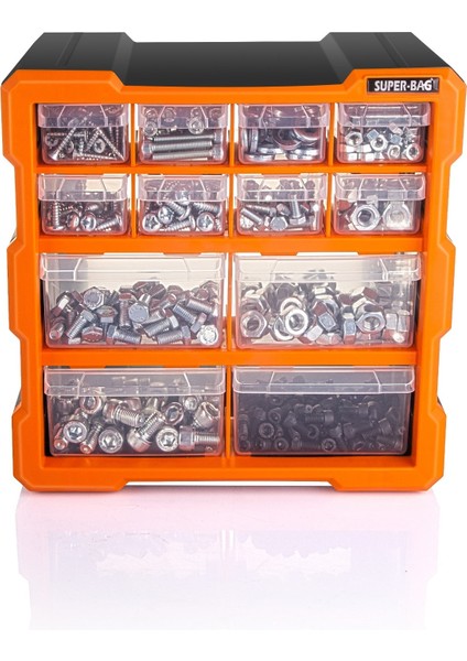 ASR-6007 Monoblok 12 Çekmeceli Organizer Kutu