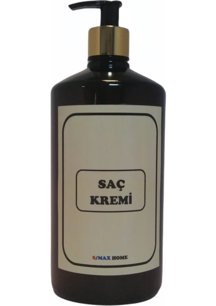 Amber Cam Görünümlü Plastik Sabunluk Şişesi 1000ML (Saç Kremi Etiketli) 1 Adet Boş