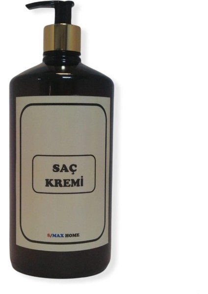 Amber Cam Görünümlü Plastik Sabunluk Şişesi 1000ML (Saç Kremi Etiketli) 1 Adet Boş