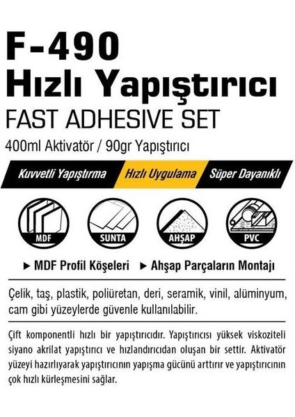 F490 FIXED Profesyonel Hızlı Yapıştırıcı 400+90 fiyatları