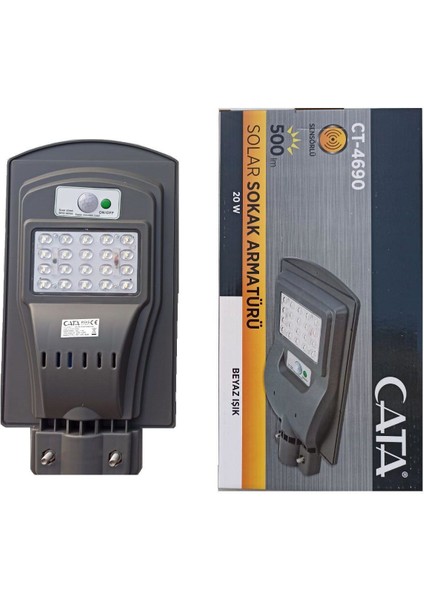 Cata CT-4690 Güneş Enerjili Bahçe Aydınlatma Solar Sokak Lambası 20W Solar Armatür LED Projektör