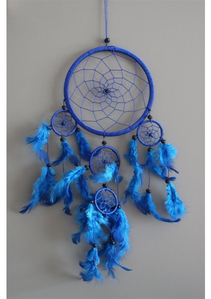 Üç Gözlü Gece Mavisi Dream Catcher (16 Cm)