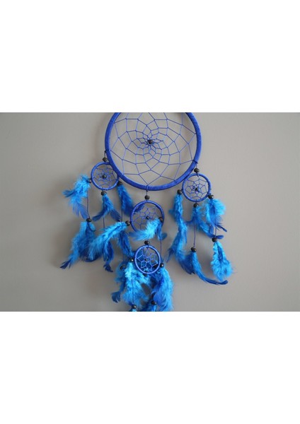 Üç Gözlü Gece Mavisi Dream Catcher (16 Cm)