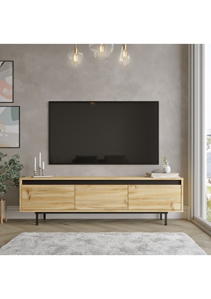 Diego Tv Ünitesi Tv Sehpası Metal Ayaklı 160CM Keçe-Siyah Dg1-Kl