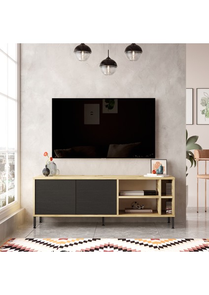 Robin Home Diego Tv Ünitesi Tv Sehpası Metal Ayaklı 140CM Keçe-Siyah Dg8-Kl