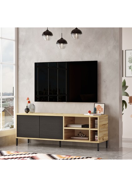 Robin Home Diego Tv Ünitesi Tv Sehpası Metal Ayaklı 140CM Keçe-Siyah Dg8-Kl