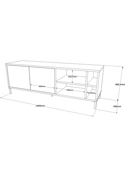 Robin Home Diego Tv Ünitesi Tv Sehpası Metal Ayaklı 140CM Keçe-Siyah Dg8-Kl