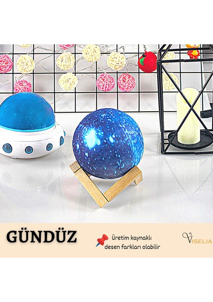Gece Lambası Gezegen Lamba LED Işıklı Galaksi Masa Lamba Standlı