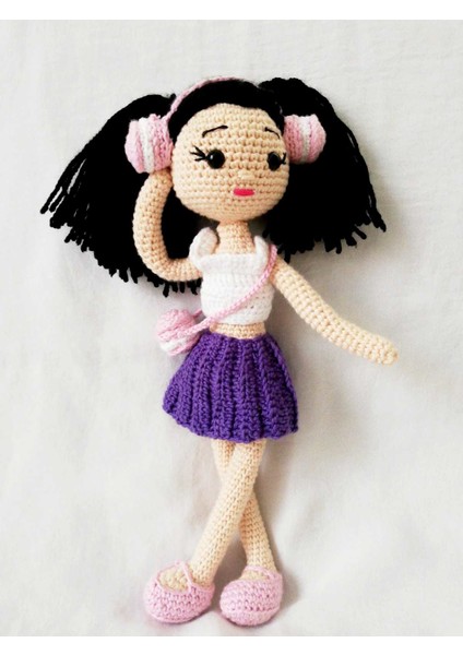 Mor Albeni Bebek Organik Örgü Oyuncak Kız Çocuklar İçin Güvenli ve Eğlenceli 30 cm fiyatları