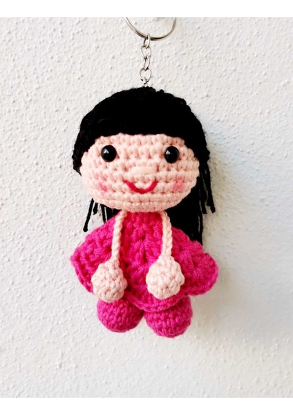 Maskot Fusya Bebek Organik Örgü Oyuncak