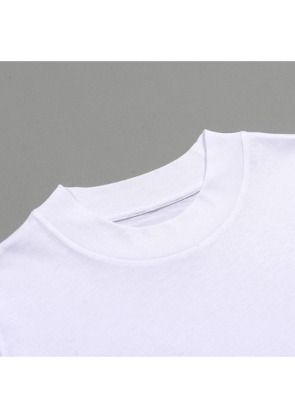 Kadın Dik Yaka Kısa Kol T-Shirt Beyaz indirimleri