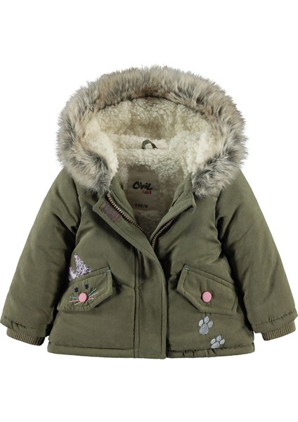 Baby Kız Bebek Kapüşonlu Mont 6-18 Ay Haki fiyatları