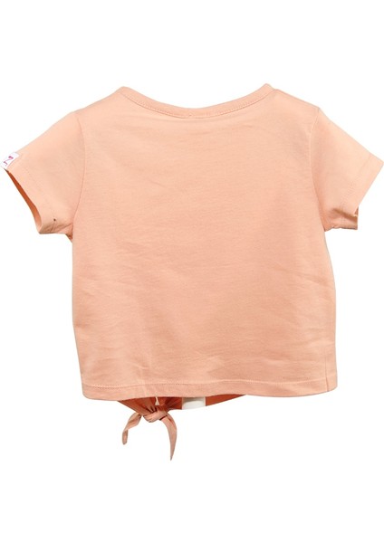 Kız Bebek Pudra Bağlamalı Crop T-Shirt (9AY-4YAŞ)