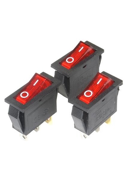Kcd3 Tekli Dar Işıklı On/off Anahtar - Kırmızı IC-113