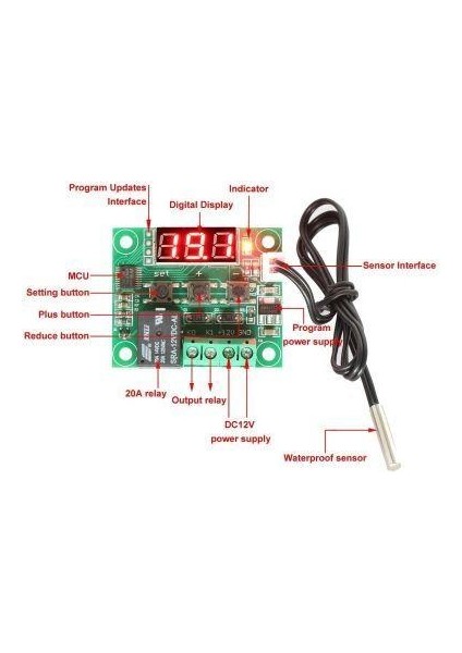 Röle Çıkışlı Dijital Termostat, Sıcaklık Kontrol Kartı - W1209