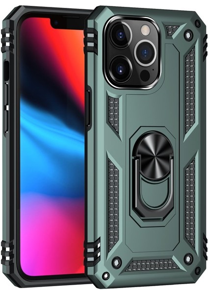Apple iPhone 13 Pro Max Kılıf Yüzüklü Zırh Tank Vega