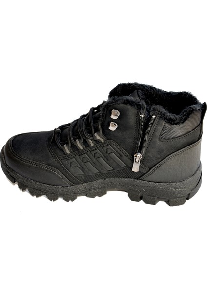 Erkek Siyah Büyük Numara Battal Boy 45-46-47- Numara Kürklü Kaydırmaz Fermuarlı Kışlık Bot fiyatları