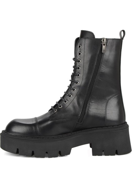 Fermuarlı Siyah Yüksek Taban Kadın Bot indirimleri